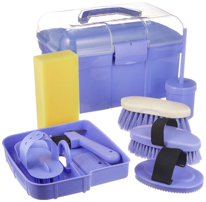 Kerbl Grooming box filled for children, purple (care kit for horses) 321765, 8 pieces (pack of 1), polypropylene