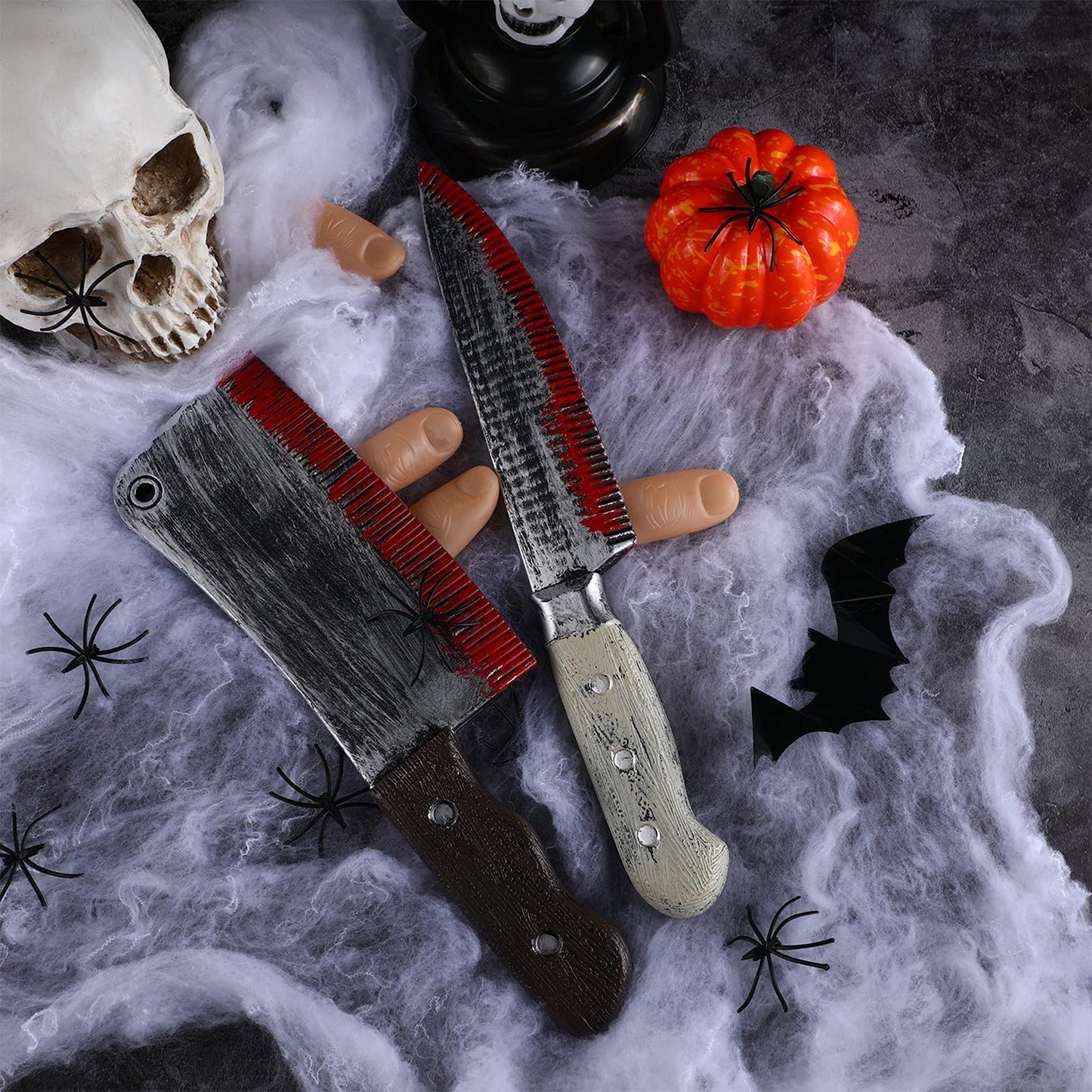 Boao 2 Pieces Fake Knife Party Supplies, Halloween Realistic Plastic Knife Prop for Horror Party Role Playing,Toy for Halloween Costume Accessory(Style 3)