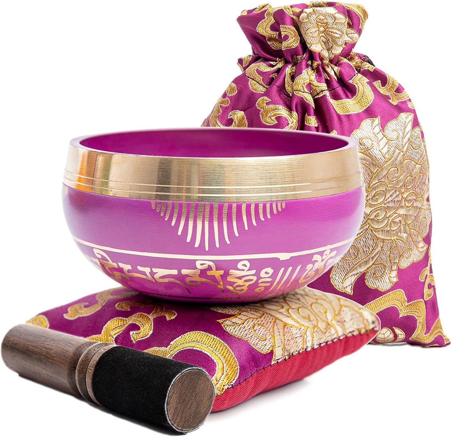 Tibetan Singing Bowl Set - Easy To Play for Beginners - Authentic Handcrafted Mindfulness Meditation Holistic Sound 7 Chakra Healing Gift by Himalayan Bazaar (Orchid)