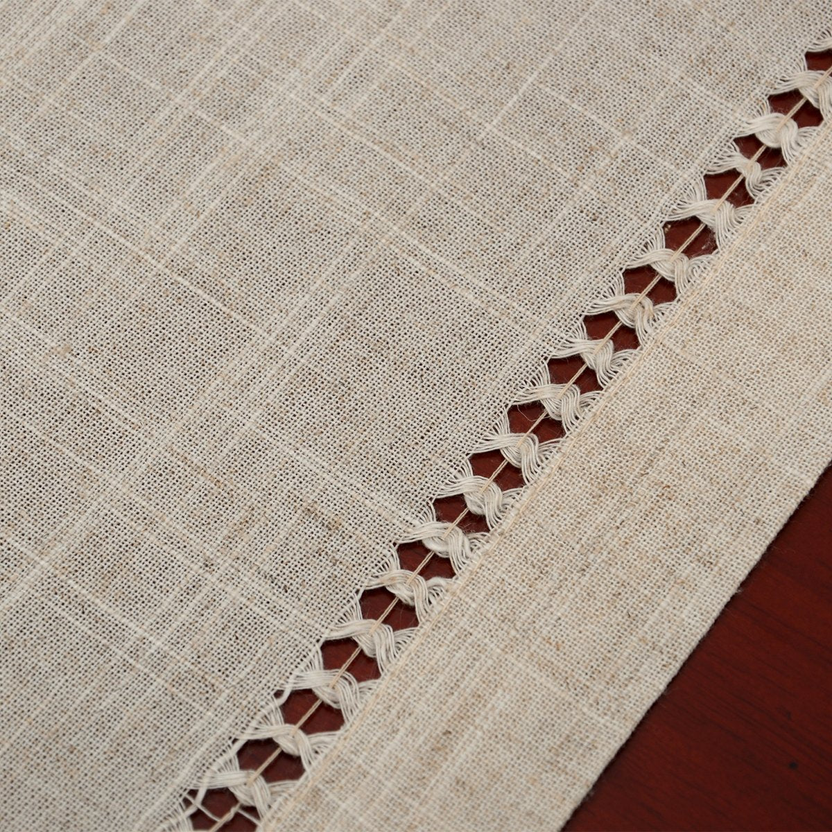 Grelucgo Handmade Hemstitched Table Placemats, Rectangle 12x18 Inch Set of 6, Natural Color