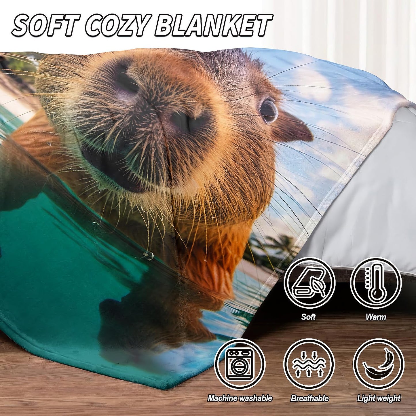 YISUMEI Capybara Gifts Throw Blanket, 50"x60", Funny Swimming Capybara Cozy Blanket for Women, Kids and Teens, Ultra Soft Plush Fleece Flannel Blanket for Couch & Bed, Room Decor