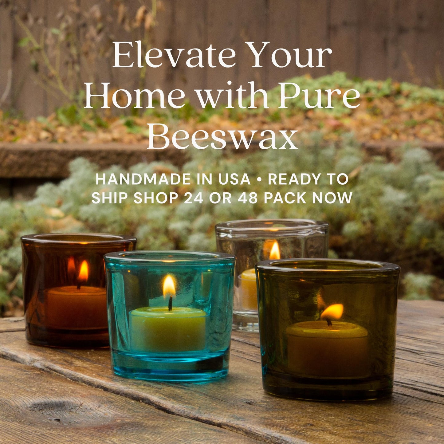 Bluecorn Beeswax Tea Light Candles, 100% Pure Natural Bees Wax, Yellow Tea Lights, Fragrance Free, Paraffin & Soy Free Candle Wax, Clean Burning, Long Lasting (4-5 Hrs), American Made, 48 Pack