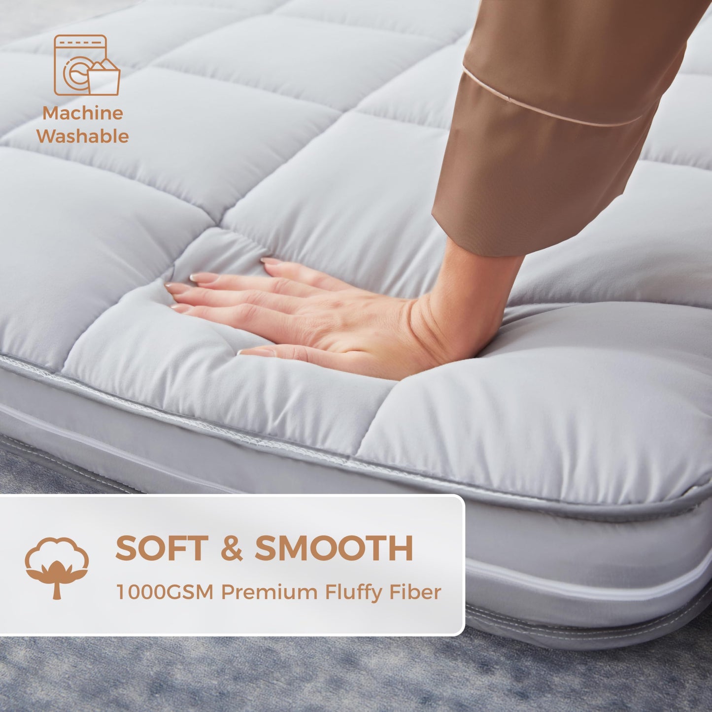 Jamdok 4Inch Cot Mattress Topper,Small Single Gel Infused Memory Foam,Machine Washable Pillow Top Cover,Roll Up Floors Mat,Portable Folding Sleep Pad(72 X 24“)