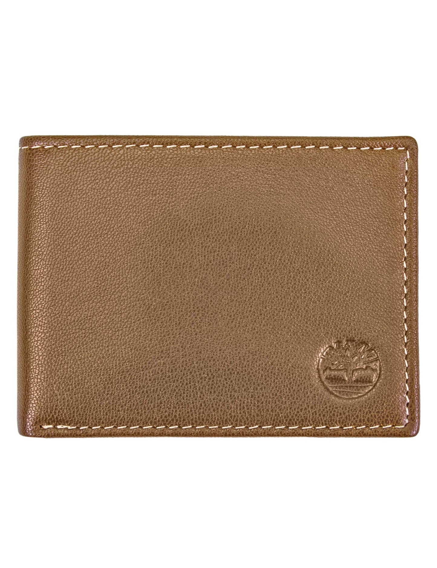 Timberland Men's Leather RFID Blocking Passcase Security Wallet Tan Genuine Leather RFID Blocking Security Wallet