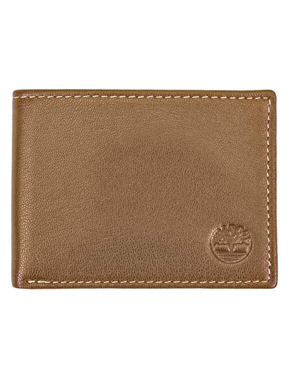 Timberland Men's Leather RFID Blocking Passcase Security Wallet Tan Genuine Leather RFID Blocking Security Wallet