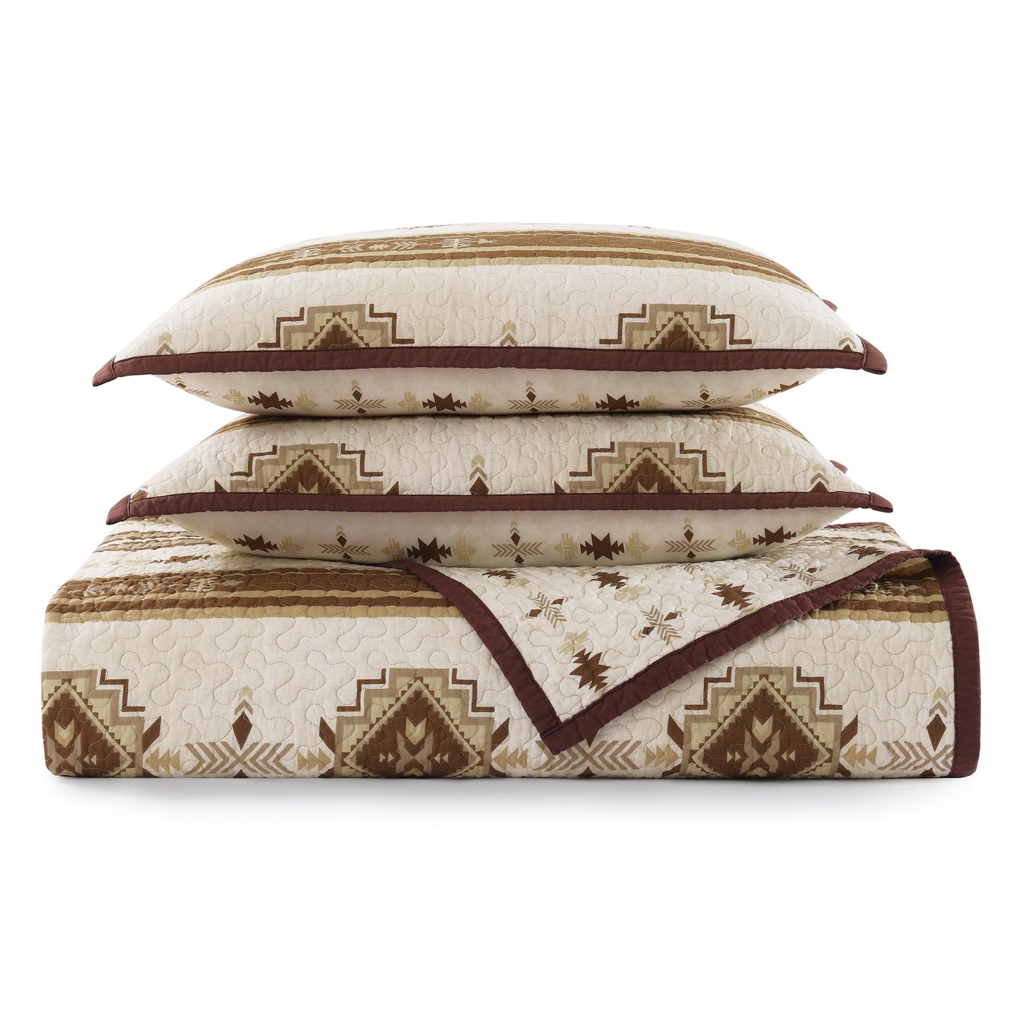 Paseo Road Dakota Queen Quilt Set, 3 Piece Rustic Western Bedding Set with Pillow Sham, Lightweight Reversible Cotton Quilt with Southwestern Aztec Pattern, Soft Breathable Cozy Boho Bedding
