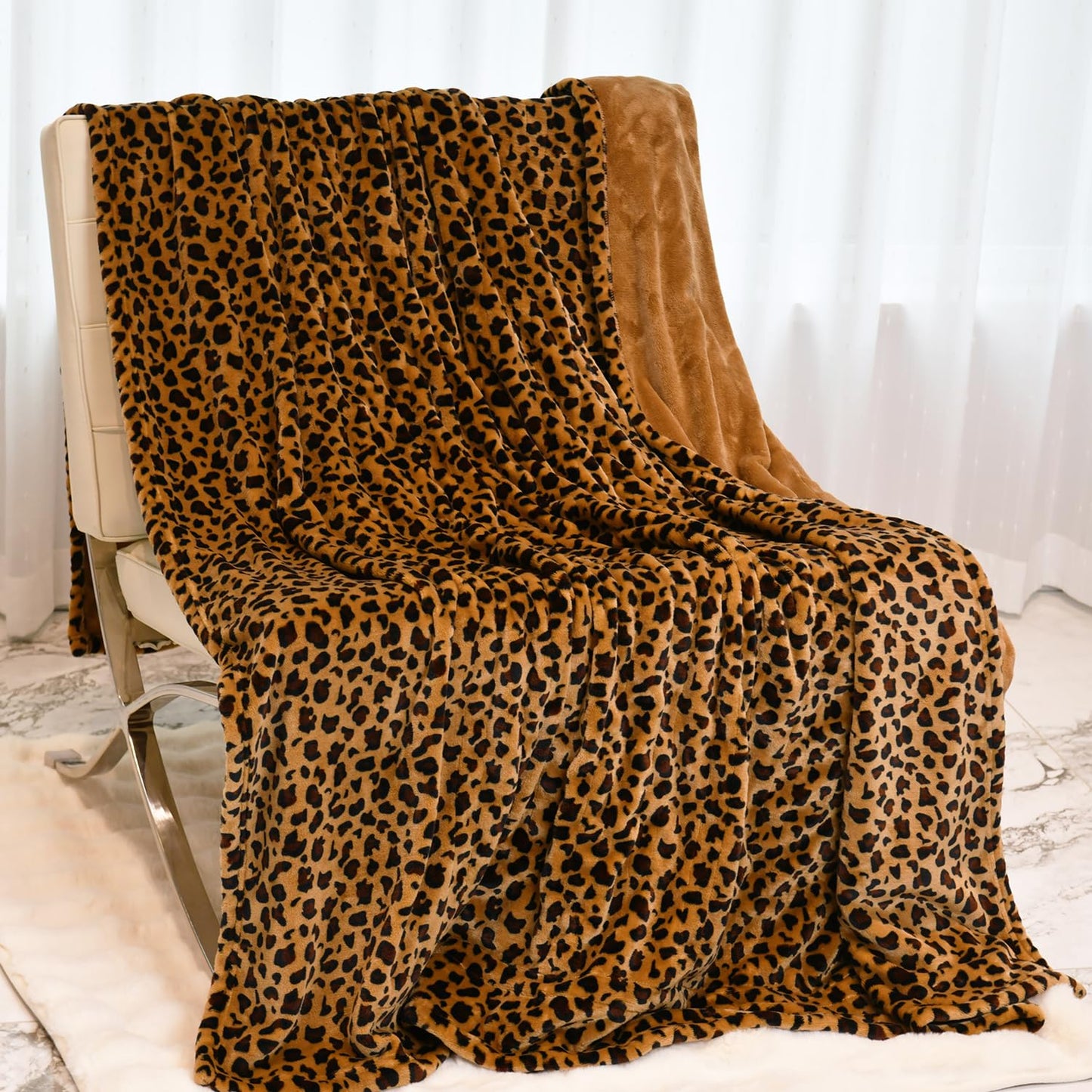 MERRYLIFE Heated Blanket Cozy Soft Electric Blanket with 4 Heating Levels&8 Hours Auto Off Overheat Protection Machine Washable UL&FCC Certification Use for Home Couch (Cheetah,50" 60")