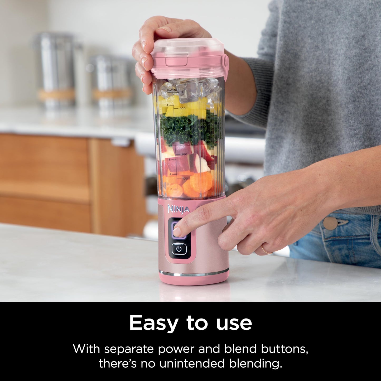 Ninja BC151BK Blast Portable Blender, Cordless, 18oz. Vessel, Personal Blender-for Shakes & Smoothies, BPA Free, Leakproof-Lid & Sip Spout, USB-C Rechargeable, Dishwasher Safe Parts, Black
