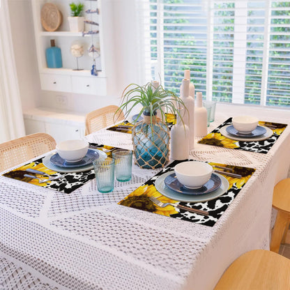 Sunflower Spot Fusion Placemats Set of 4,12x18 Inch Heat Resistant Non-Slip Table Mats for Dining Table, Washable Place Mats for Wedding, Party, Home Decor