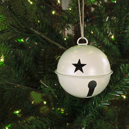 Haute Decor Jingle Bell Ornaments, Large Size 3.35-inch Diameter, 6-Pack (Ivory)
