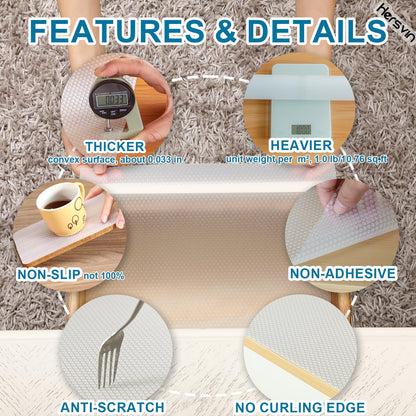 Hersvin Shelf Liners, 22in x 20ft Kitchen Drawer Mats, Non-Adhesive EVA Cupboard Protector, Cabinet Lining, Refrigerator Liner (Clear Dot, 56x610cm)