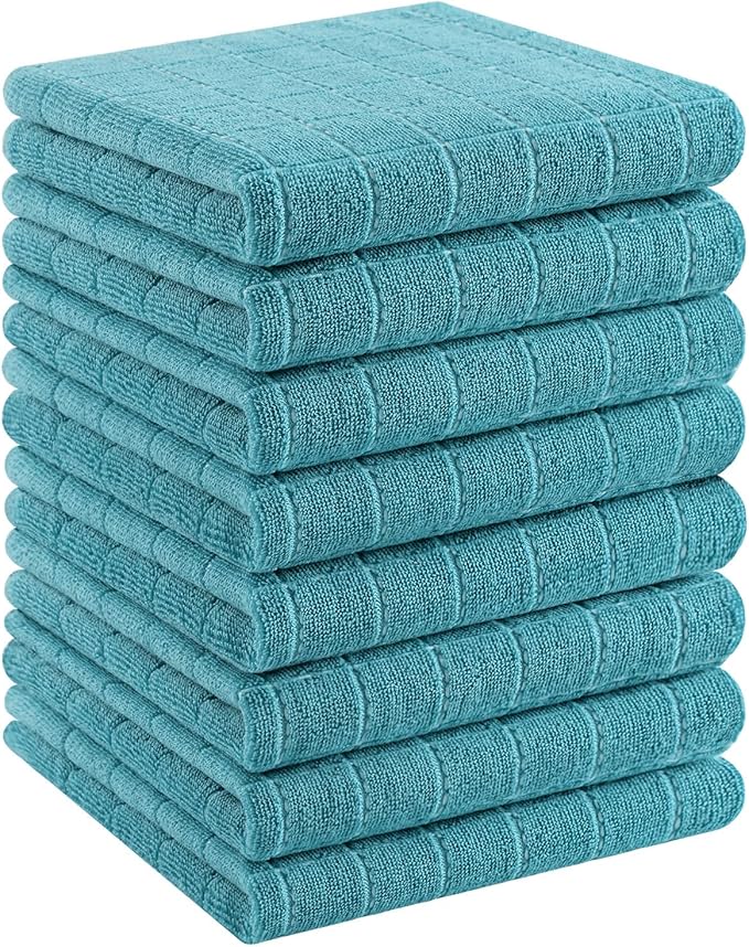 Homaxy 100% Cotton Terry Kitchen Towels, Checkered Designed, Soft and Super