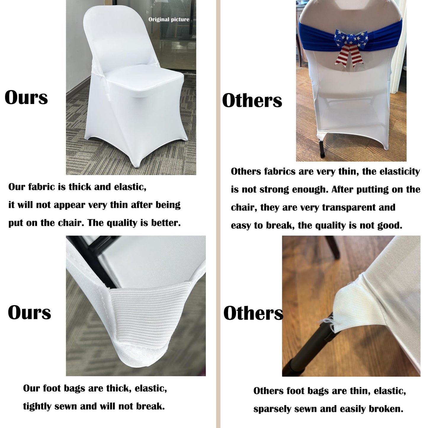 Maiangel 40PCS Stretch Spandex Folding Waterproof Chair Covers,Universal Fitted Chair Cover Protector for Wedding Party Banquet Holidays Celebration Decoration(40, White New)