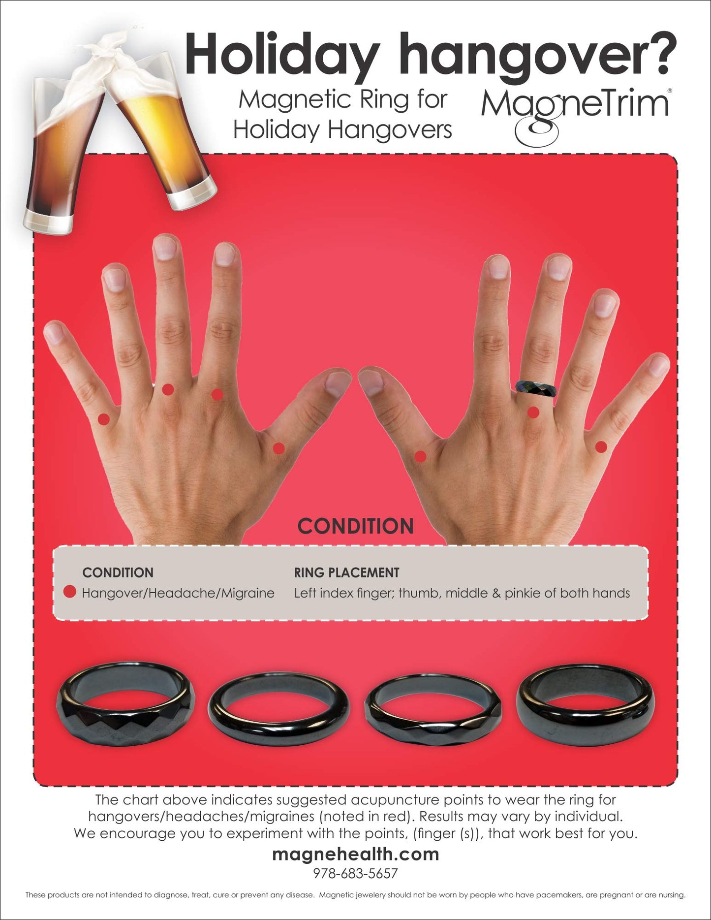 Hangover Ring-Magnetic Hematite 6mm Band Ring (12)
