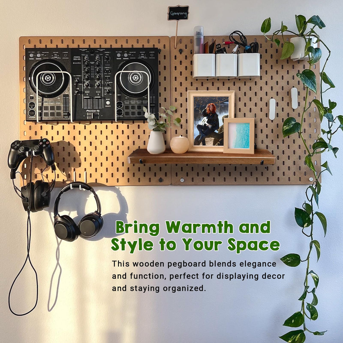 SEMPOMA 2 Pack Walnut Color Pegboard Shelf, Peg Board Organizer Accessories, Compatible with IKEA Skadis Pegboard for Home Office, Craft Room, Gaming