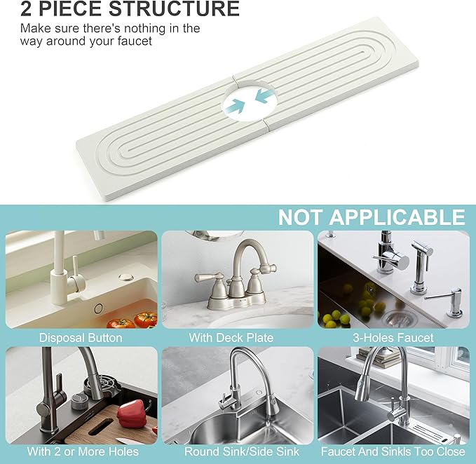 Faucet Mat for Kitchen Sink, Diatomite Fast Drying Stone Sink Tray, Super