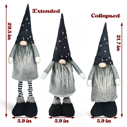 Ogrmar 2 Pack 29.5 Inch Halloween Plush Gnome Doll Handmade Swedish Gnome Scandinavian Tomte Stuffed with Retractable Spring Legs for Halloween Decorations Ornaments Holiday Home Decor
