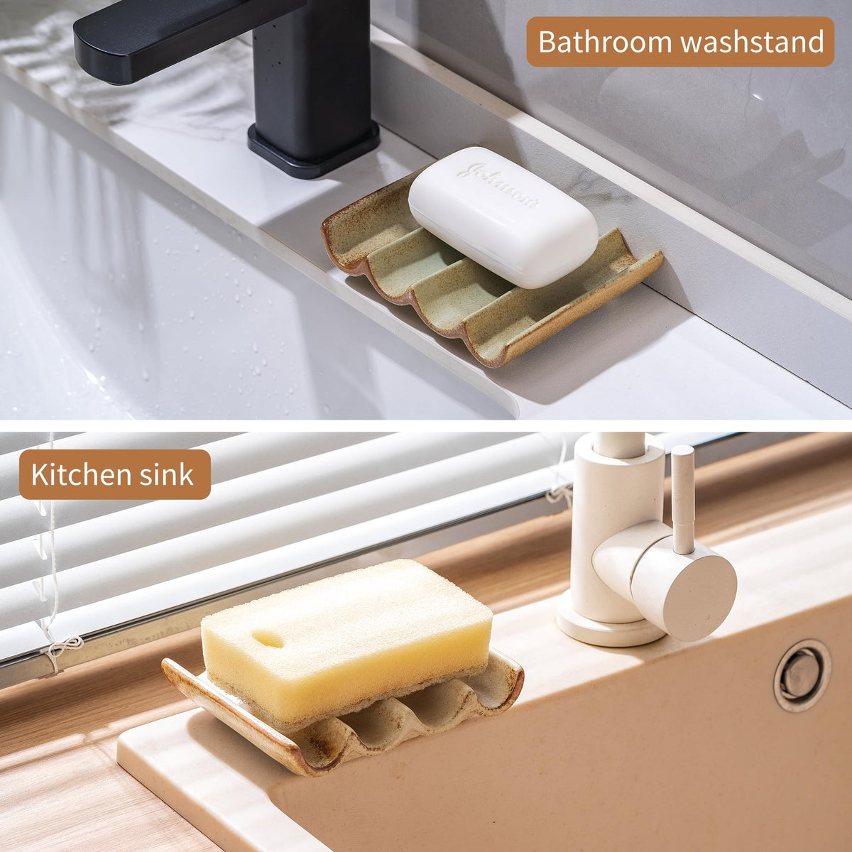 Soap Dish, Draining Ceramic Soap Holder Fluted Design Bar Soap Holder for Shower Bathroom, Soap Saver, Gift for Women Man, White 1 Pcs