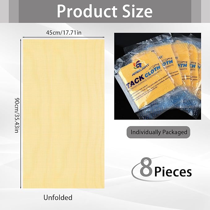 8 Pack Tack Cloths, Tack Rags for Woodworking, 17.7 x 35.4 in Tac Cloth Dust