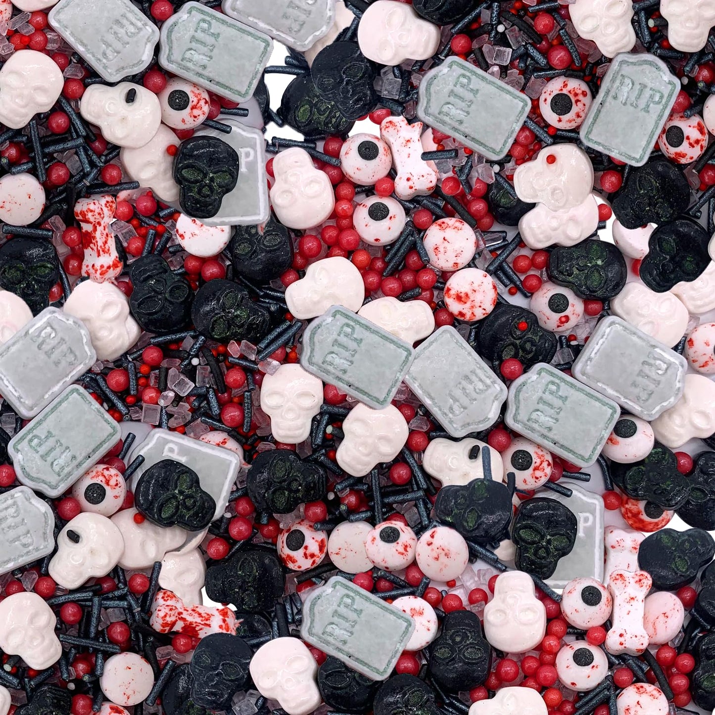 Sentovac Halloween Sprinkle Tombstone Skull Bloody Eyes Bones Red Peals Sprinkles Mix Edible for Cake Decorating Sugar Candy Cookie Cupcake Topper Baking Decorations Halloween Christmas Supplies