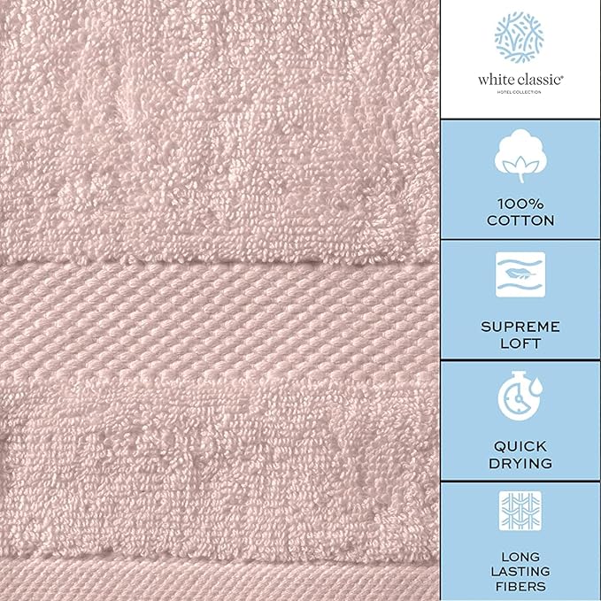White Classic Luxury Pink Hand Towels