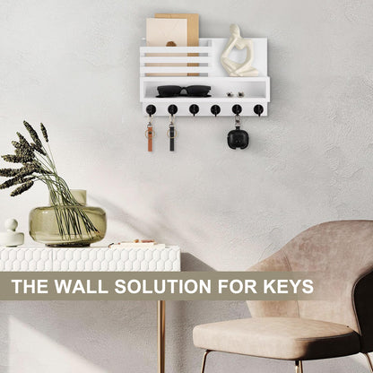 Lucundm Key and Mail Holder Wall Mount, Key Hanger with Long Storage Box and Key Hooks for Coat, Dog Leash, Home Decor Rack, House Accessories, Entry Way Organizer