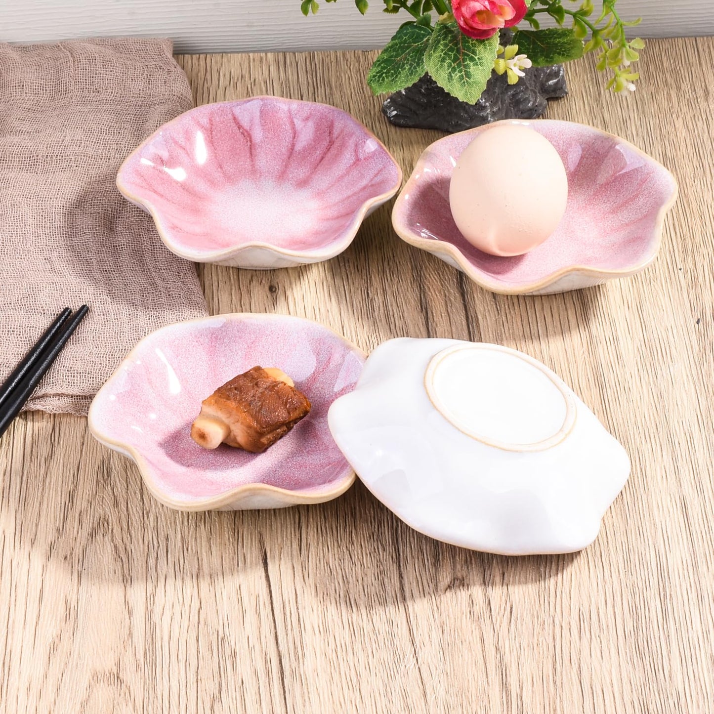 Whitenesser Pink Ceramic Dipping Bowls Set of 6, 4.25-Inch Small Sauce Dishes, Nordic Style Pastel Pink Prep Bowls for Condiments, Sushi, and Soy Sauce, Modern Decorative Mini Ramekins for Kitchen