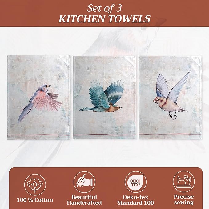Maison d' Hermine Kitchen Towels Set of 3 100% Cotton 27.50" x 20" Reusable