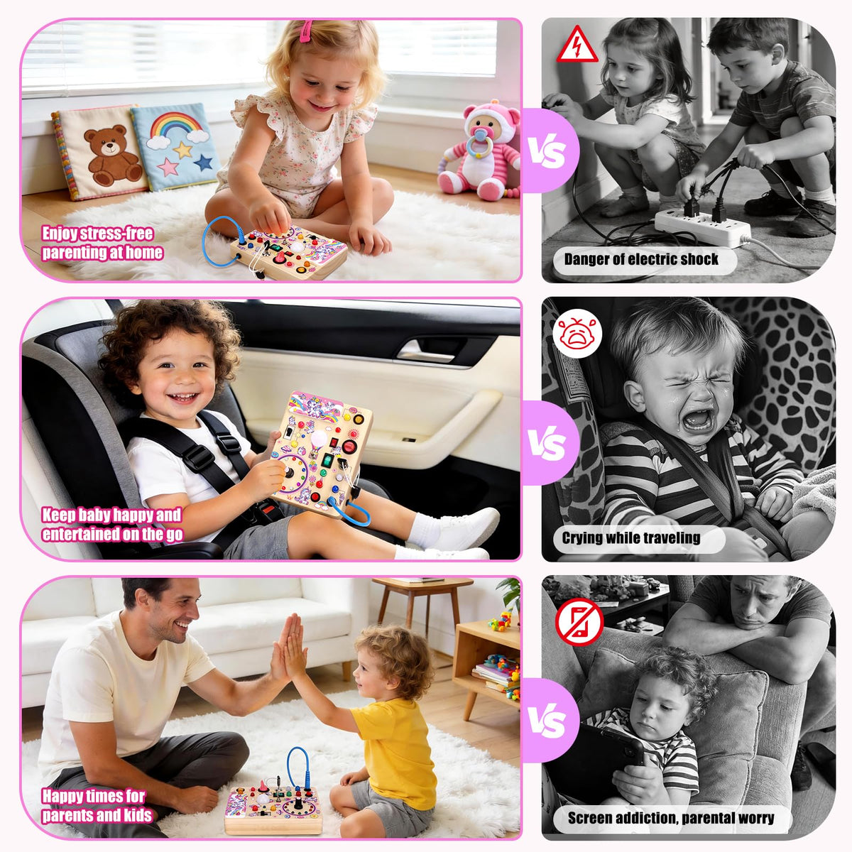 Konijiwa Busy Board - Montessori Toys for 1-3 Years Old Boys & Girls | Sensory Toys for Kids with Autism | Toddlers Learning Activity for Early Development (Unicorn Busy Board v2)