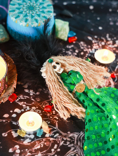 Nosadi Voodoo Doll Handmade Set Real Hemp Rope Wrapped Skull Horror Witches Poppet Gifts Doll for Halloween Birthday Christmas Party Gift Supplies Decoration