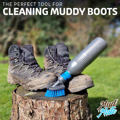 Mud Mate Boot and Shoe Cleaner Brush & Scraper - for Muddy Boots & Shoes - with Hose Connector & Portable Bottle - Clean Football Boots, Wellies, Walking Boots, Pushchair & Bike Wheels & Much More