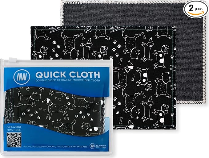 Quick Cloth Microfiber Glasses Cleaning Cloths – 5x7, 2 Pack