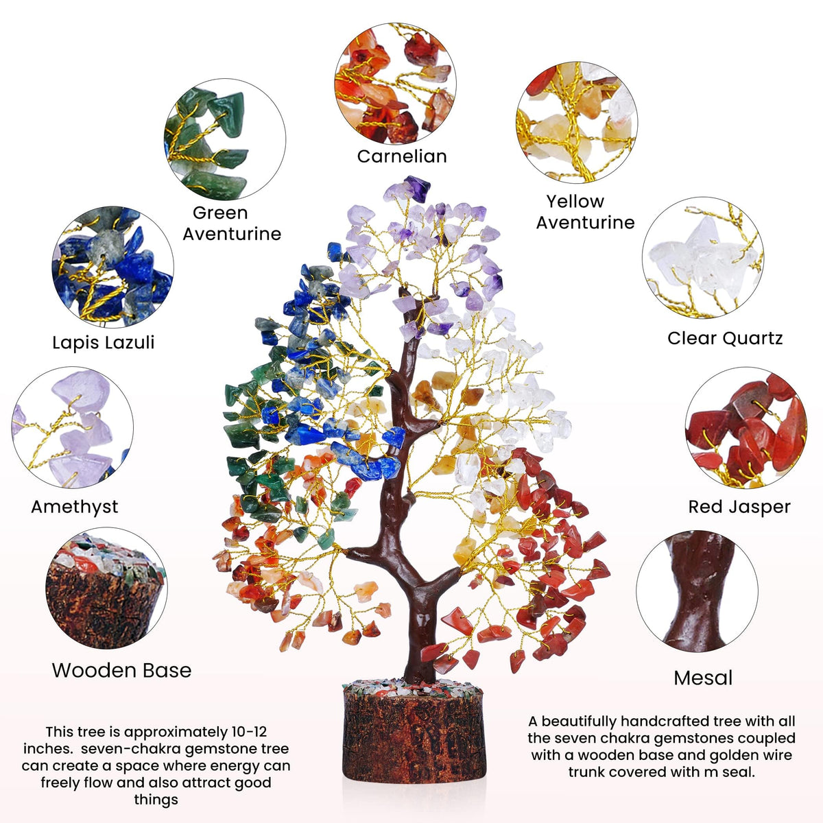 YATSKIA 7 Chakra Tree of Life - Crystals and Healing Stones | Birthday Gifts for Women | Crystal Tree for Positive Energy | Home Office Decor | Spiritual Gifts for Women