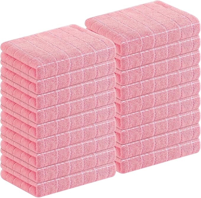 Homaxy 100% Cotton Terry Kitchen Towels, Checkered Designed, Soft and Super