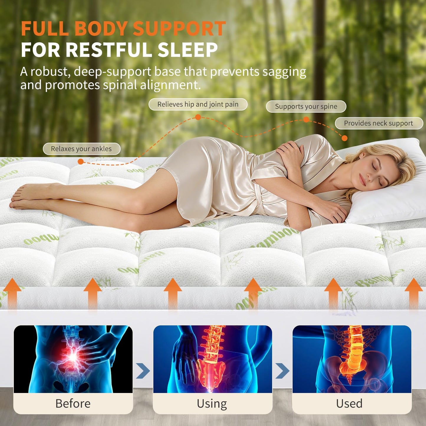 OLIXIS King Bamboo Viscose Mattress Topper, Cooling Breathable Bed Pad