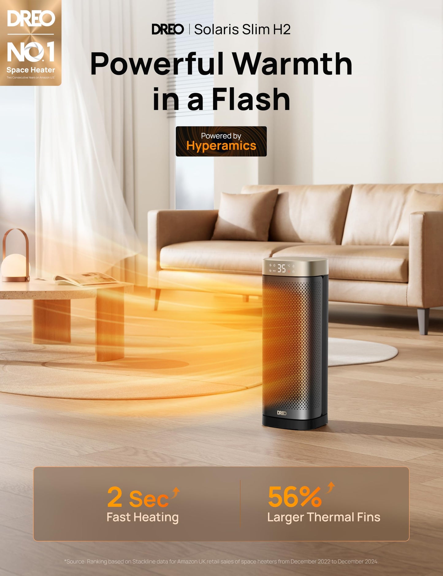 Dreo 16 Inch Electric Heater, Energy Efficient Space Heaters with Thermostat, 70° Oscillating Remote Control 3-Mode Tip-over & Overheat Protection, Silent Ceramic Fan Heater for Home