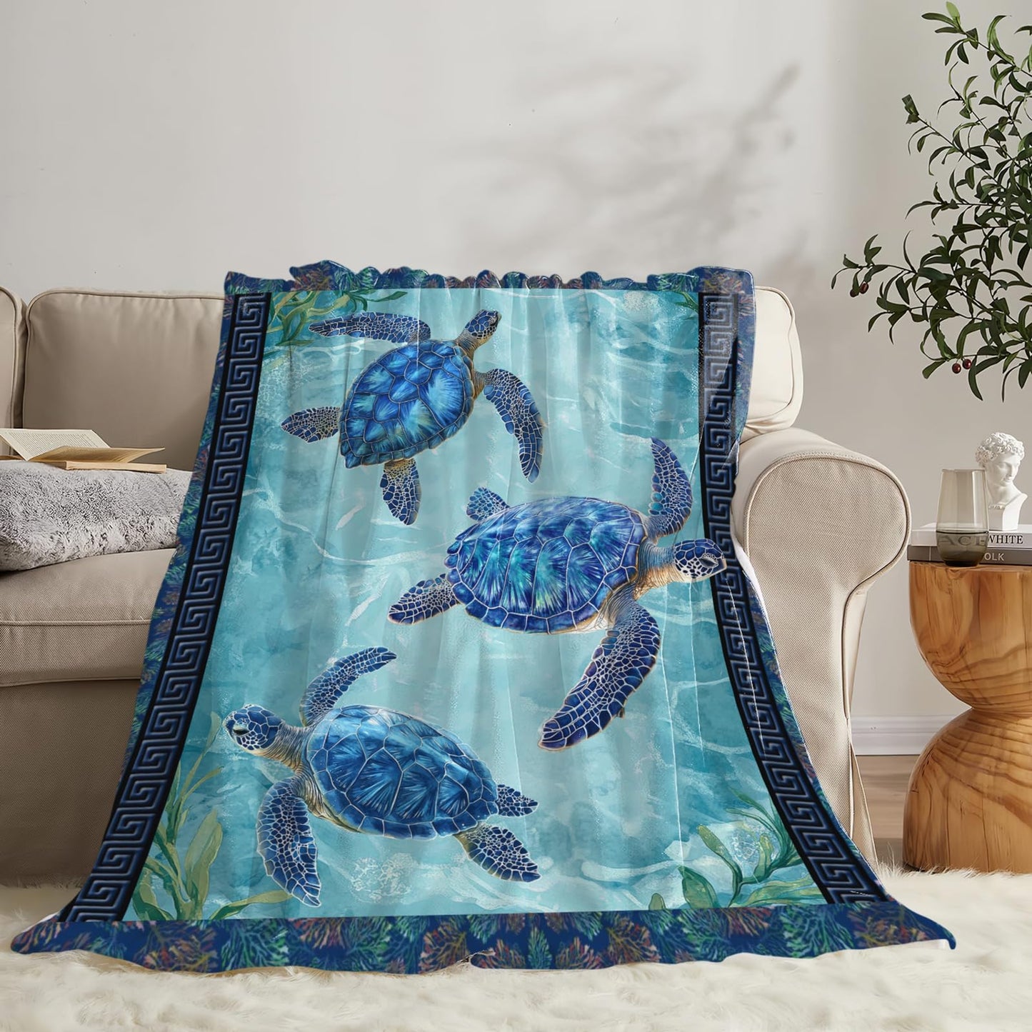Baegopa Sea Turtle Blanket Gifts for Girls Boys Ocean Turtles Throw Blankets Cozy Plush Fleece Flannel Fuzzy for Women Men Decor 50"X40"