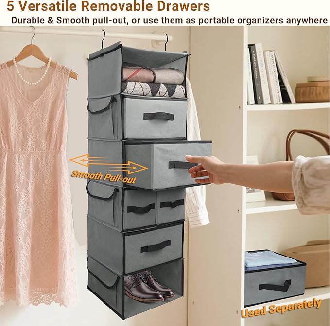 Durable 6-Tier hanging closet organizer