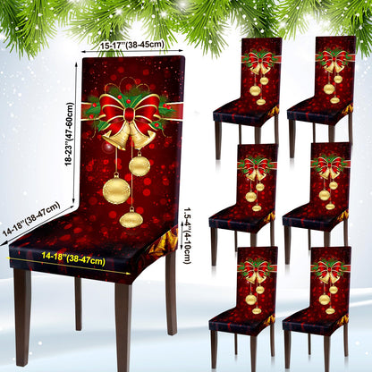 Moukeren 6 Pcs Red Christmas Chair Covers Set Stretch Removable Washable Christmas Dining Chair Seat Covers for Home Hotel Dining Room Kitchen Banquet Wedding Xmas Party Decor