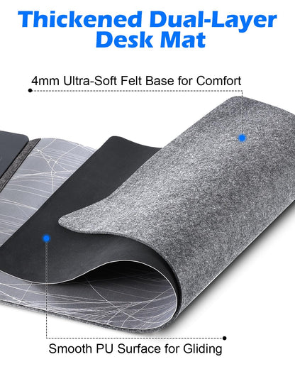 Tenfosum Wireless Charging Mouse Pad 30"x15" XXL Large Desk Mat with Wireless Charger Two Layers Thicken PU+Felt Waterproof Mousepad for Laptop, 2 in 1 Charging Station for iPhone