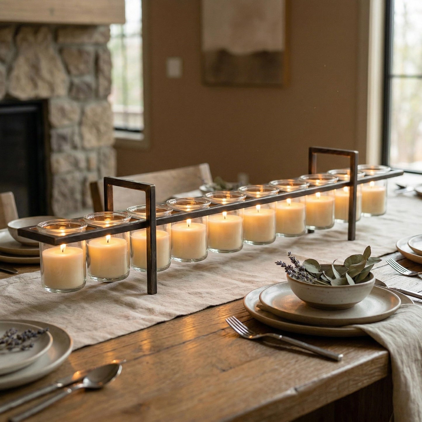Seraphic Dining Table Centerpiece Decor, Candle Holders for Tables, 10-Cup