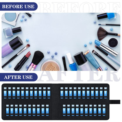 Eaasty 2 Pack Homeopathy Organizer Box Foldable Case Homeopathy Kit Storage Pouch Organizer Case Box Kit for 84 Tubes Home Travel Use, Black and Blue
