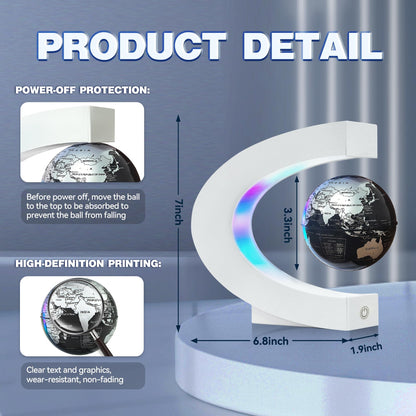 Flagest Magnetic Levitating Globe with LED Light, C Frame Floating World Globe Lamp, Cool Gadgets for Men Boys and Girls, Cool Stuff Tech Gifts for Office Bookshelf Home Desk Decor