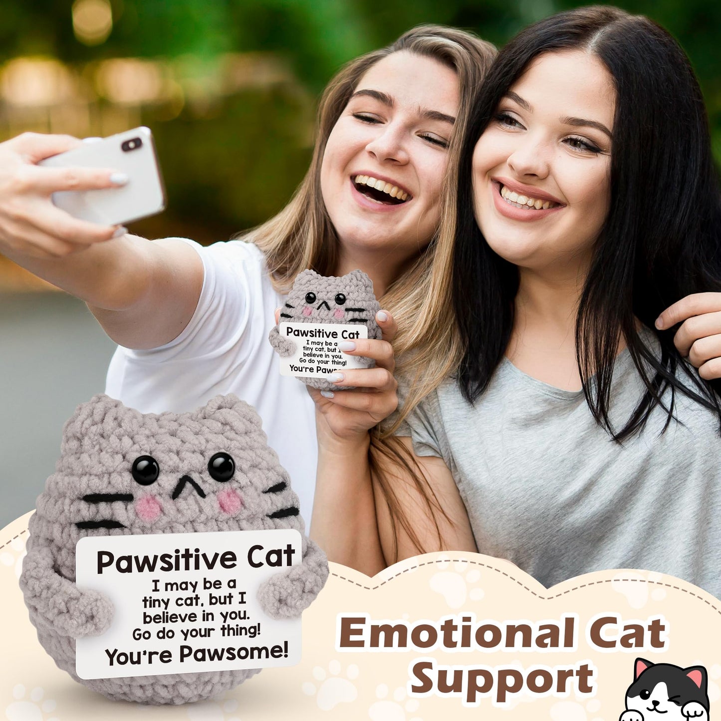 tGifGLonyi Mini Crochet Cat Gifts for Mothers Day Graduation Nurses Week 2026 Teacher Appreciation Fathers Day Teens Girl Boy Birthday Gifts for Women Men Friend Coworker Crochet Animal Cute Decor