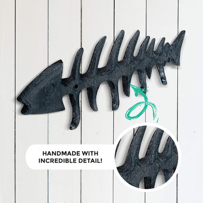 Wallcharmers Large Fish Bone Key, Leash, & Towel Holder | Nautical Home & Wall Decor