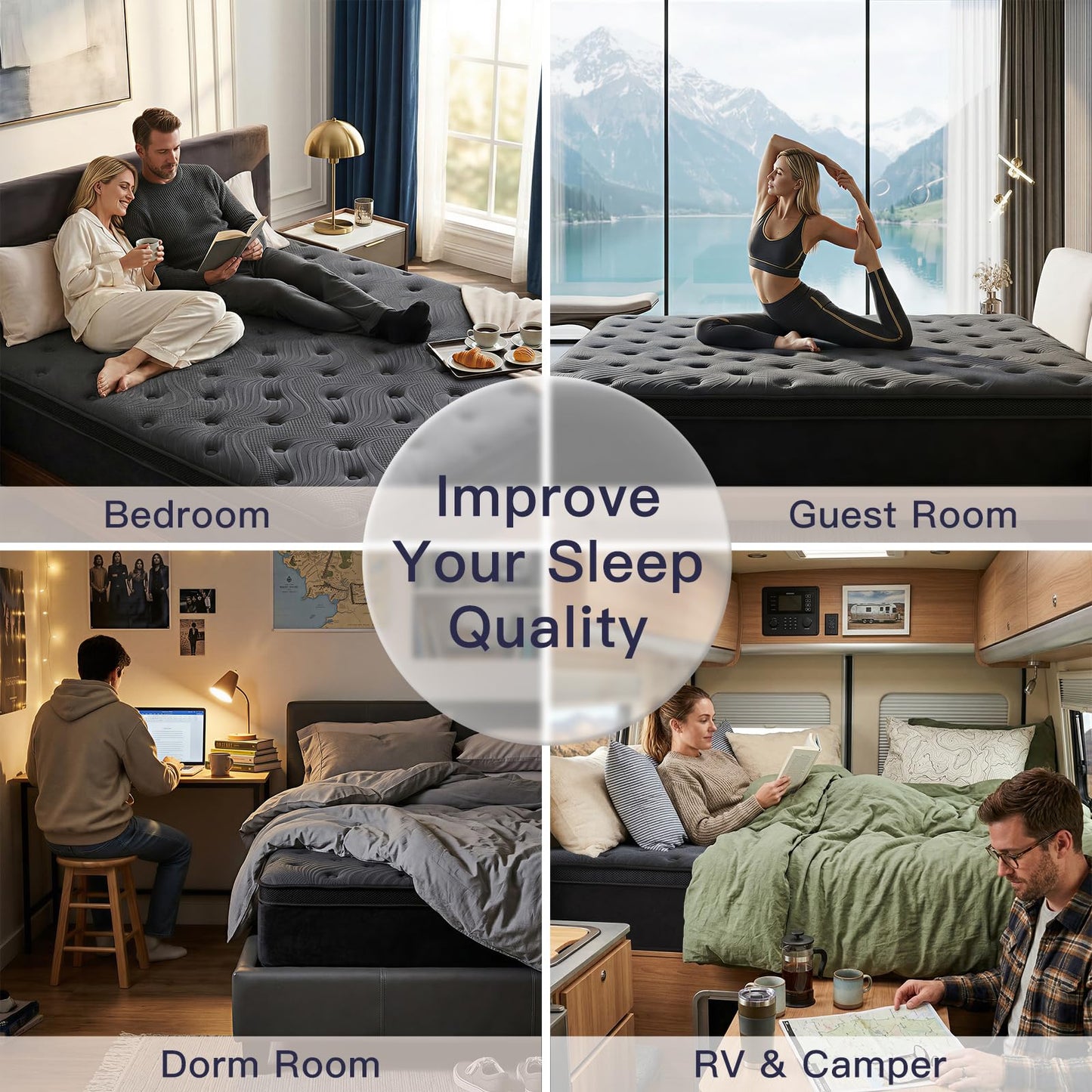 King Size Mattress, 12 Inch Memory Foam King Mattress for Cool Night & Pressure Relief, Medium Firm with Motion Isolating, Hybrid Zoned Support Pocket Coils & Edge Support, CertiPUR-US Certified