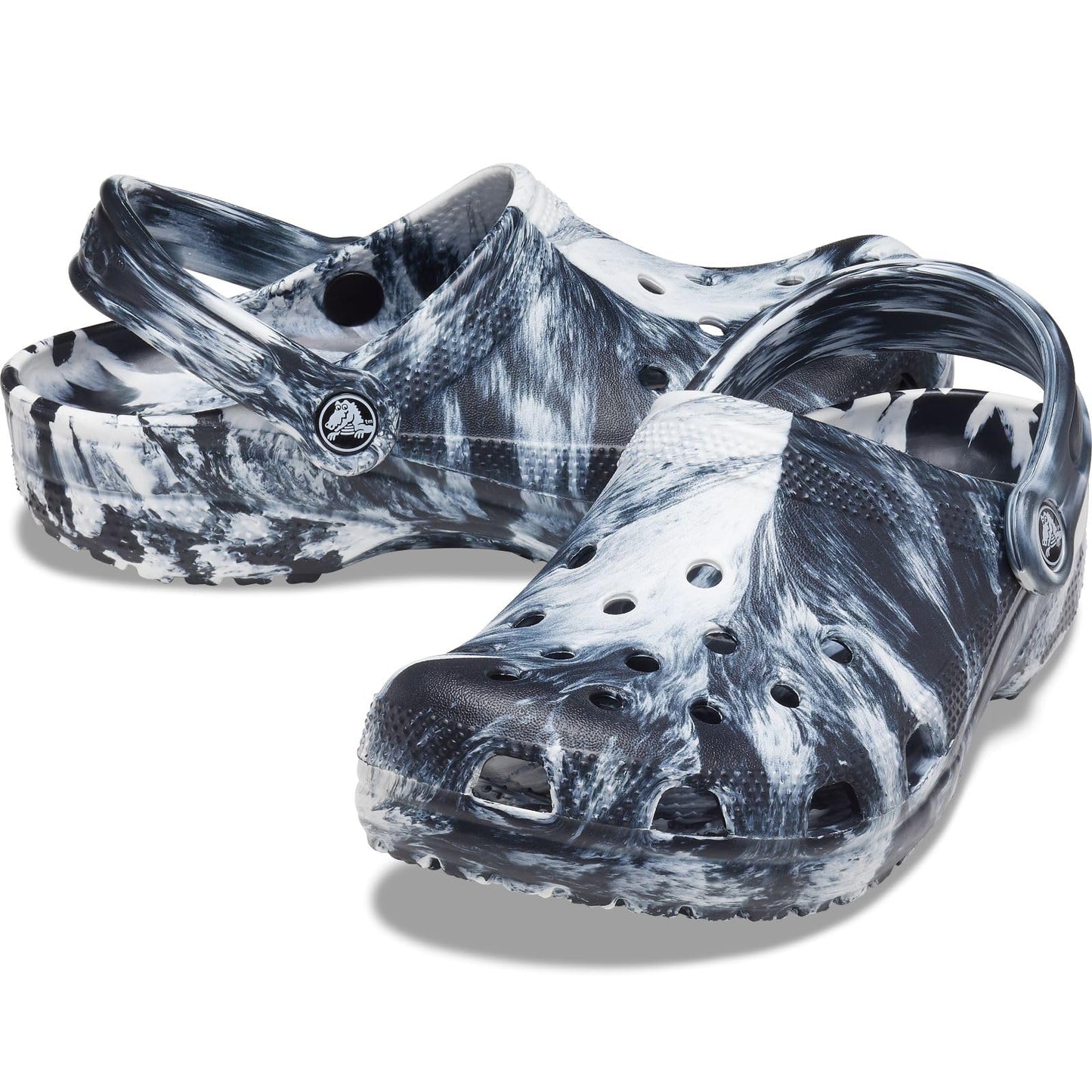 Crocs Unisex Classic Marbled Clog, White/Black, 5 UK