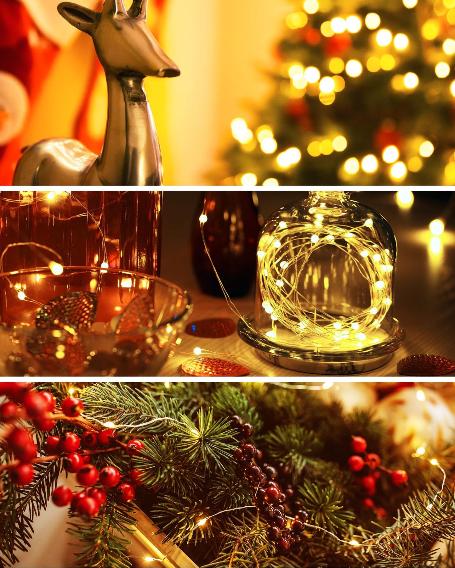 10 Pack Fairy Lights Battery Operated - 7ft 20 LED Twinkle Lights Copper Wire Mini String Lights Firefly Lights for Mason Jars DIY Crafts Christmas Wedding Party Centerpiece Table Decor, Warm White