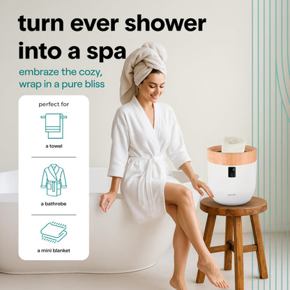 SereneLife Counter Towel Warmer Bucket - with Customized Fragrance for Spa and Bathroom, Luxury Heater, Auto Shut Off, Fits 1 Large Blanket, Bathrobe, PJs (Natural)