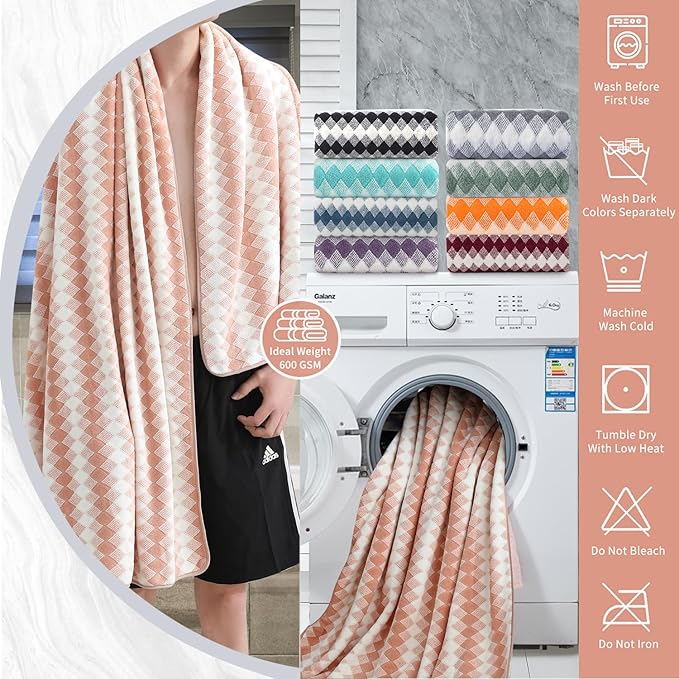 8 Piece Bathroom Towel Set |2 Oversized Bath Towels, 2 Hand Towels, 4